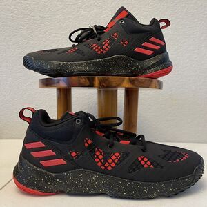 Adidas Basketball Shoes Black Red Speckled‎ Mid Top Athletic Sneakers